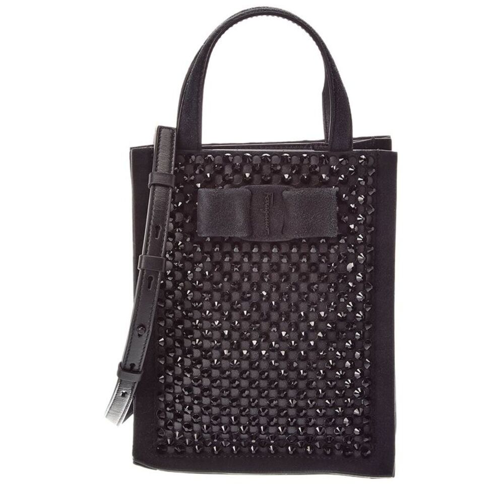 Ferragamo Small Suede Tote, Black